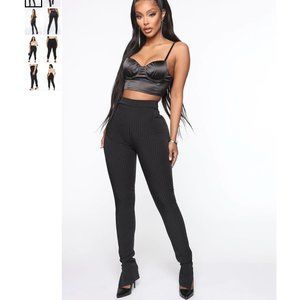 fashion nova black split it out high waist pant